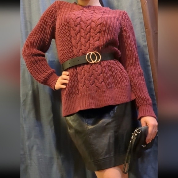 Nautica Maroon Red Knit Sweater Women's Size L - Picture 1 of 6